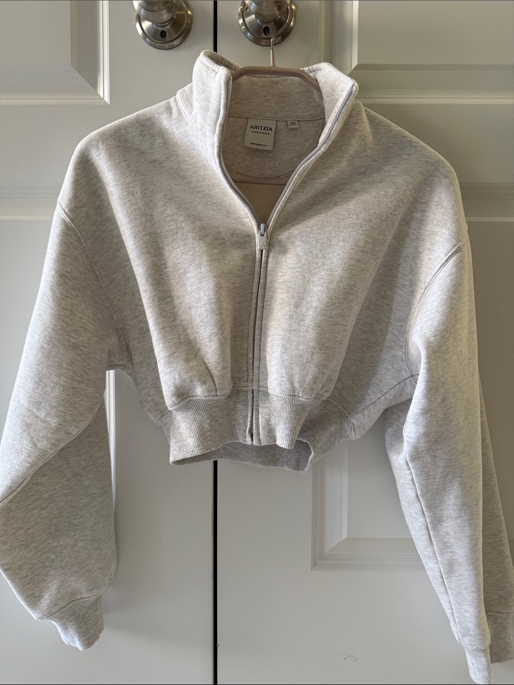 Aritzia COZY SWEATFLEECE BOYFRIEND MOCK CROP ZIP-UP